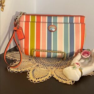 Coach Vibrant Striped Wristlet